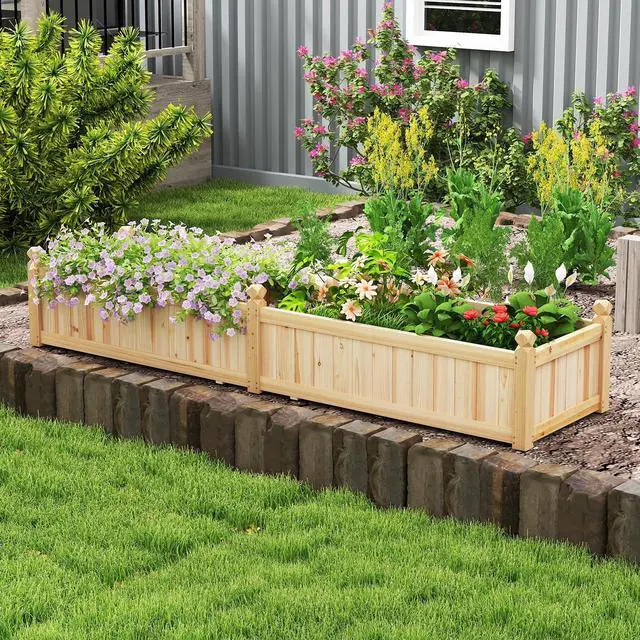 Alt view image 5 of 7 - SlickBlue 91 x 24 x 16 Inch Divisible Planter Box with Corner Drainage and Non-woven Liner for Growing Vegetables