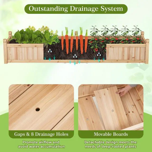 Alt view image 7 of 7 - SlickBlue 91 x 24 x 16 Inch Divisible Planter Box with Corner Drainage and Non-woven Liner for Growing Vegetables