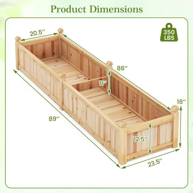 Alt view image 4 of 7 - SlickBlue 91 x 24 x 16 Inch Divisible Planter Box with Corner Drainage and Non-woven Liner for Growing Vegetables