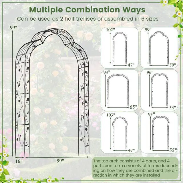 Alt view image 5 of 7 - SlickBlue Garden Arch Arbor Trellis for Climbing Plants Roses Vines