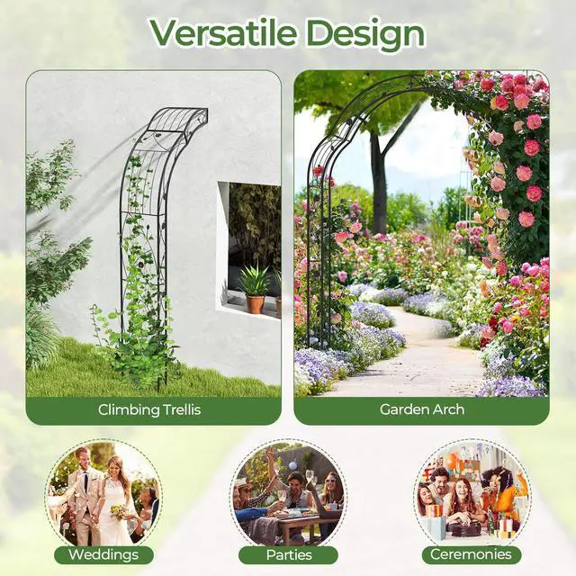 Alt view image 6 of 7 - SlickBlue Garden Arch Arbor Trellis for Climbing Plants Roses Vines