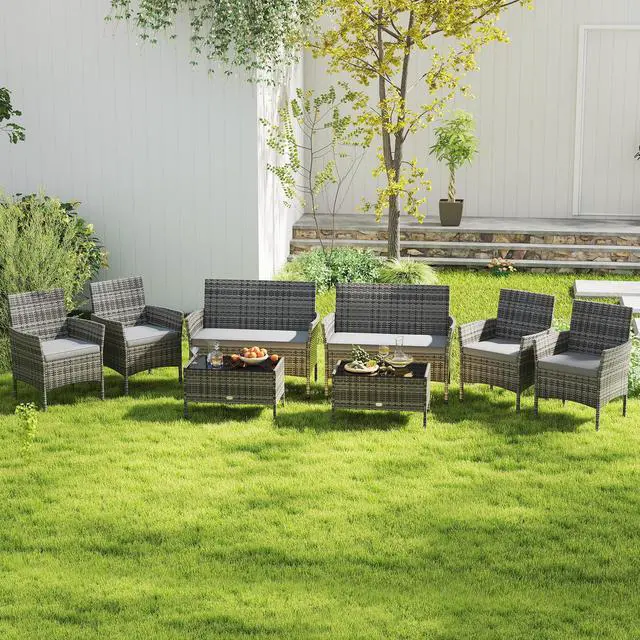 Alt view image 6 of 7 - SlickBlue 4 Piece Patio Rattan Conversation Set with Cozy Seat Cushions