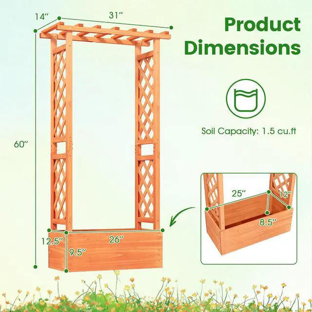 Alt view image 4 of 7 - SlickBlue Raised Garden Bed with Side Trellis and Hanging Roof and Drainage Hole