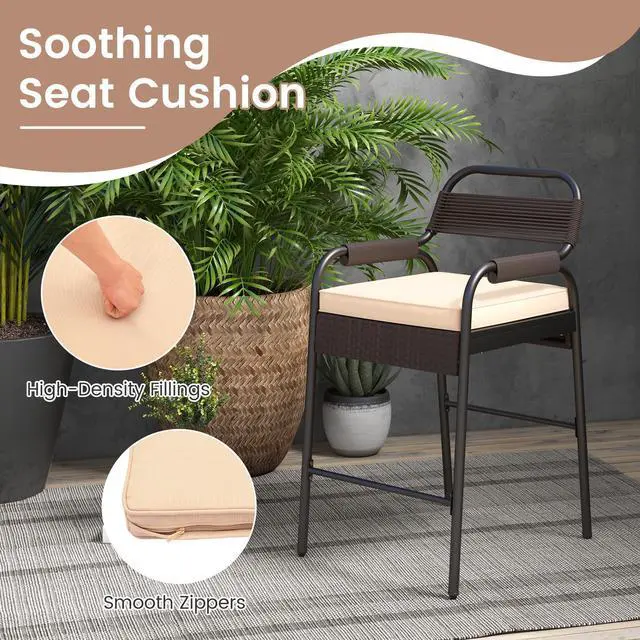 Alt view image 6 of 7 - SlickBlue 5 Piece Rattan Counter Set with 4 Stools and Polywood Bar Table