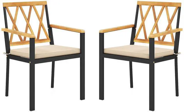 Main image of SlickBlue Set of 2 Patio Dining Chairs with Removable Padded Cushions