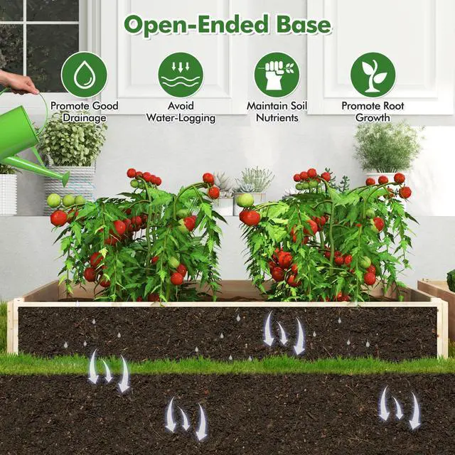 Alt view image 7 of 7 - SlickBlue 3-Tier Raised Garden Bed with Lattice Trellis and Open-Ended Base