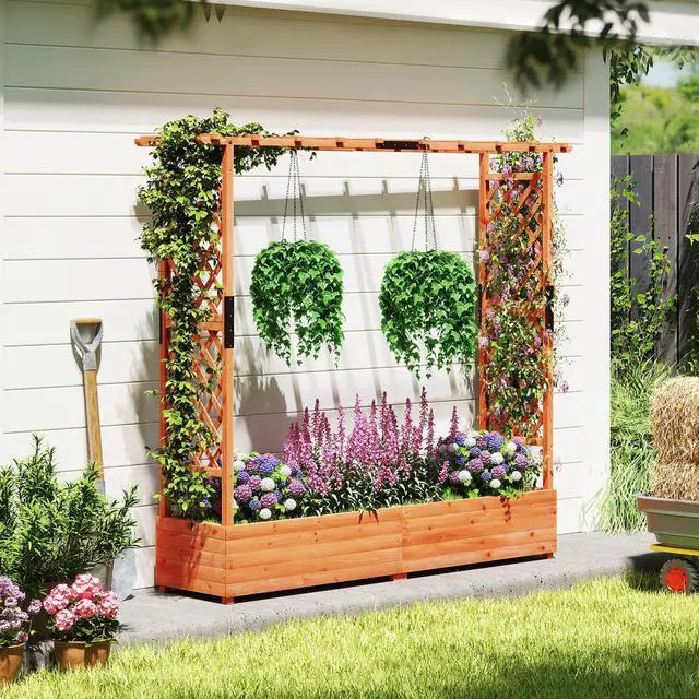 Alt view image 2 of 7 - SlickBlue Raised Garden Bed with Arch Trellis and Hanging Roof
