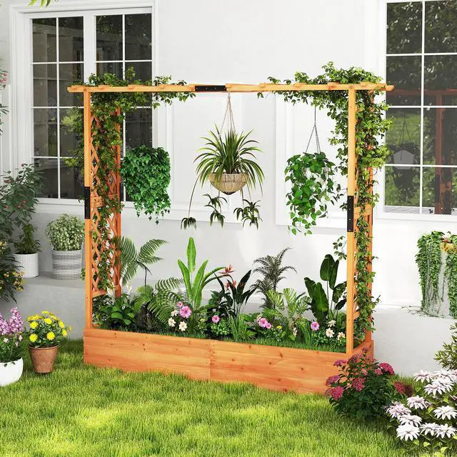 Alt view image 3 of 7 - SlickBlue Raised Garden Bed with Arch Trellis and Hanging Roof