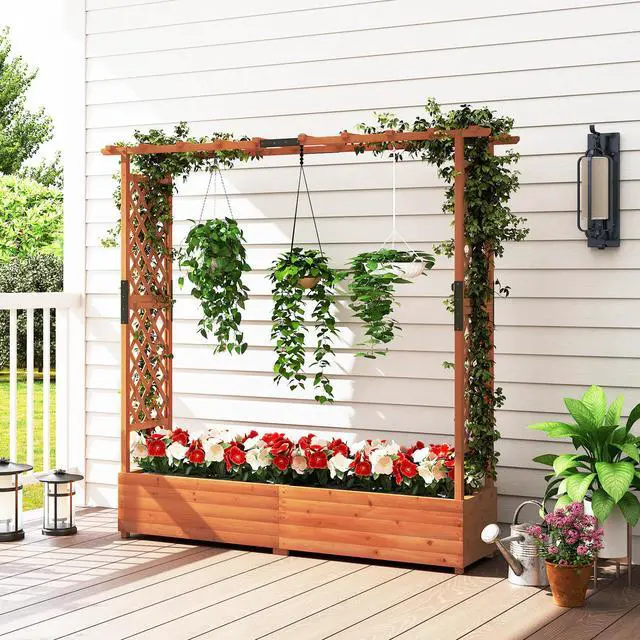 Alt view image 5 of 7 - SlickBlue Raised Garden Bed with Arch Trellis and Hanging Roof