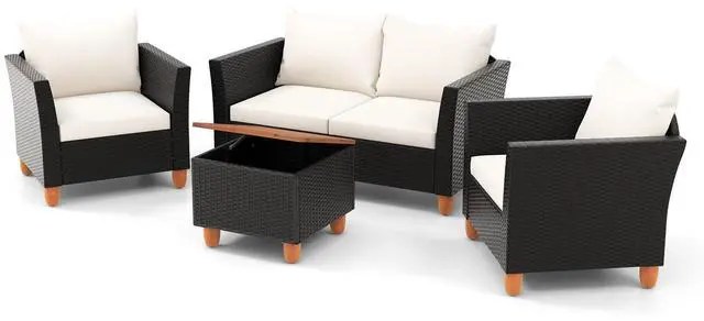 Main image of SlickBlue 4 Pieces Outdoor Conversation Set with Storage Coffee Table