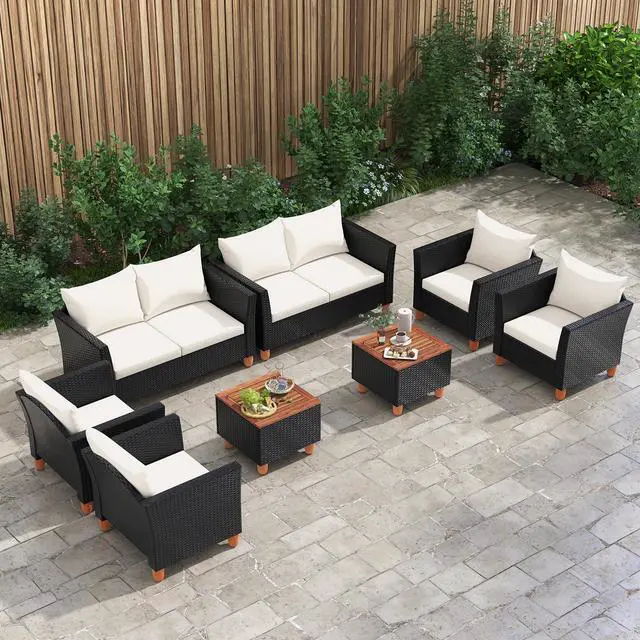 Alt view image 3 of 7 - SlickBlue 4 Pieces Outdoor Conversation Set with Storage Coffee Table