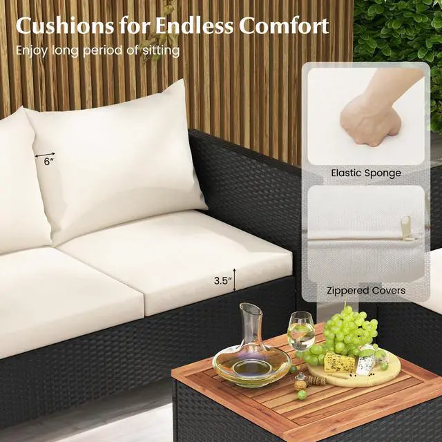 Alt view image 7 of 7 - SlickBlue 4 Pieces Outdoor Conversation Set with Storage Coffee Table