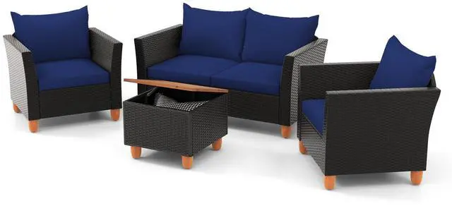 Main image of SlickBlue 4 Pieces Outdoor Conversation Set with Storage Coffee Table