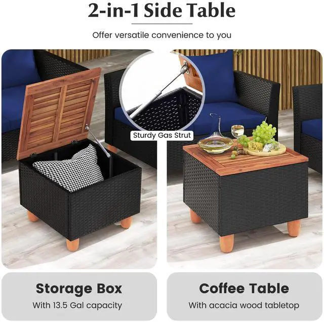 Alt view image 6 of 7 - SlickBlue 4 Pieces Outdoor Conversation Set with Storage Coffee Table