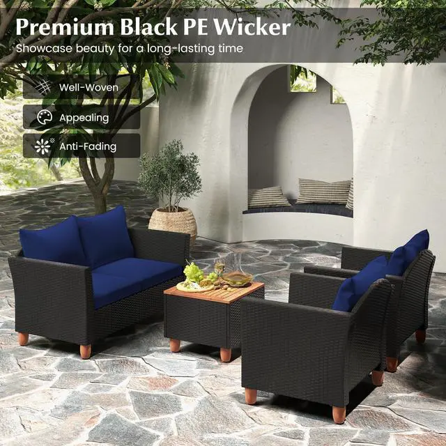 Alt view image 7 of 7 - SlickBlue 4 Pieces Outdoor Conversation Set with Storage Coffee Table