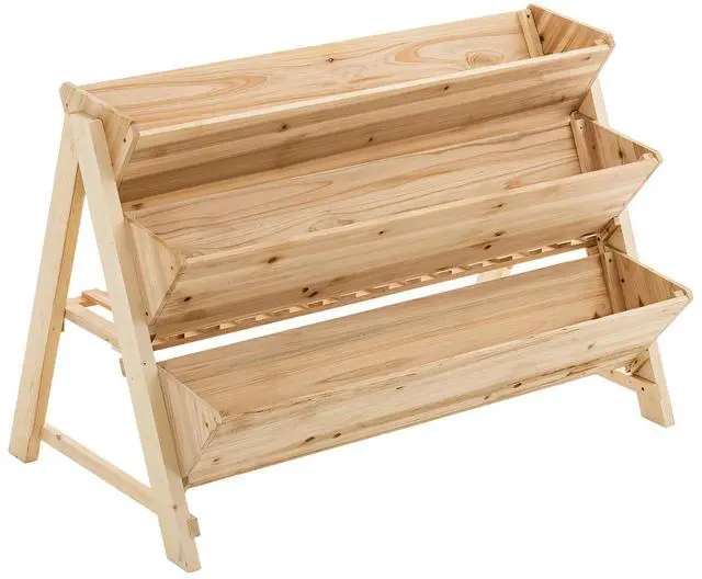 Alt view image 3 of 7 - SlickBlue 3 Tier Wooden Vertical Raised Garden Bed with Storage Shelf