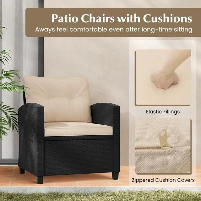 Alt view image 7 of 7 - SlickBlue 3 Pieces Patio Furniture Set with Tempered Glass Coffee Table