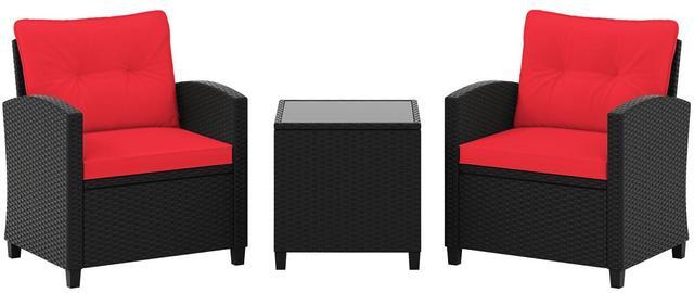 Alt view image 4 of 7 - SlickBlue 3 Pieces Patio Furniture Set with Tempered Glass Coffee Table
