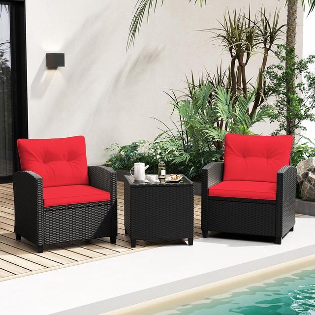 Alt view image 3 of 7 - SlickBlue 3 Pieces Patio Furniture Set with Tempered Glass Coffee Table