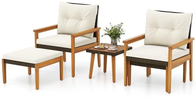 Alt view image 4 of 7 - SlickBlue 5 Piece Rattan Furniture Set with Square Coffee Table