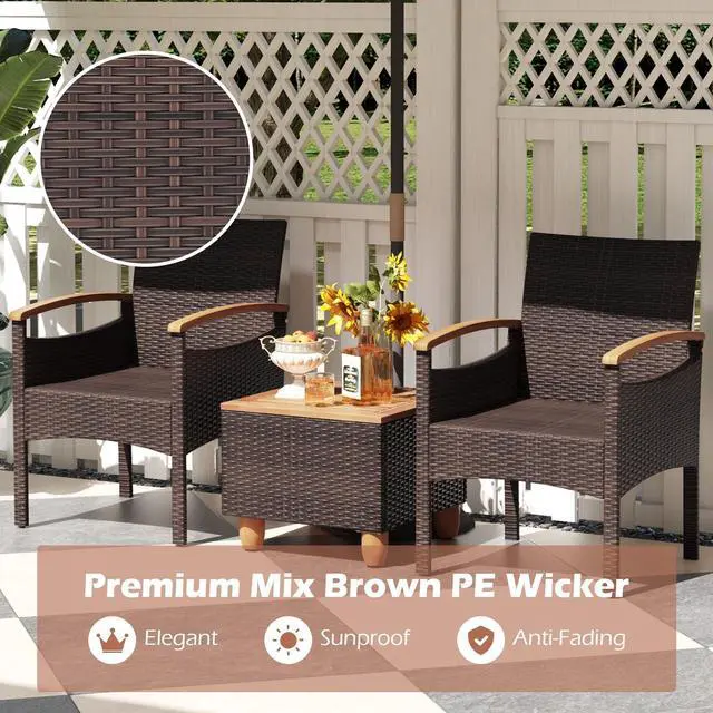 Alt view image 6 of 7 - SlickBlue Patio Dining Chairs Set of 2/4 with Acacia Wood Armrest and Heavy Duty Metal Frame-2 Pieces