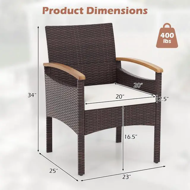 Alt view image 5 of 7 - SlickBlue Patio Dining Chairs Set of 2/4 with Acacia Wood Armrest and Heavy Duty Metal Frame-2 Pieces
