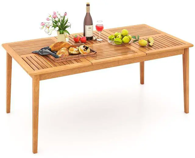 Alt view image 4 of 7 - SlickBlue 6-Person Outdoor Acacia Wood Rectangular Bistro Dining Table