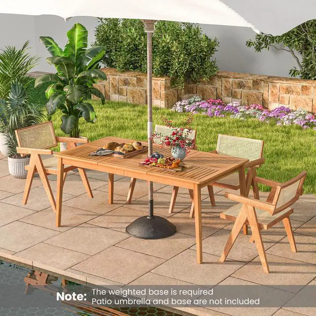 Alt view image 7 of 7 - SlickBlue 6-Person Outdoor Acacia Wood Rectangular Bistro Dining Table