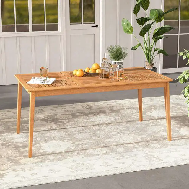 Alt view image 6 of 7 - SlickBlue 6-Person Outdoor Acacia Wood Rectangular Bistro Dining Table