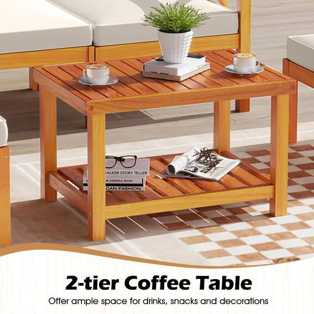 Alt view image 7 of 7 - SlickBlue 5 Pieces Acacia Wood Patio Lounge Chair Set with Ottomans and Cushions