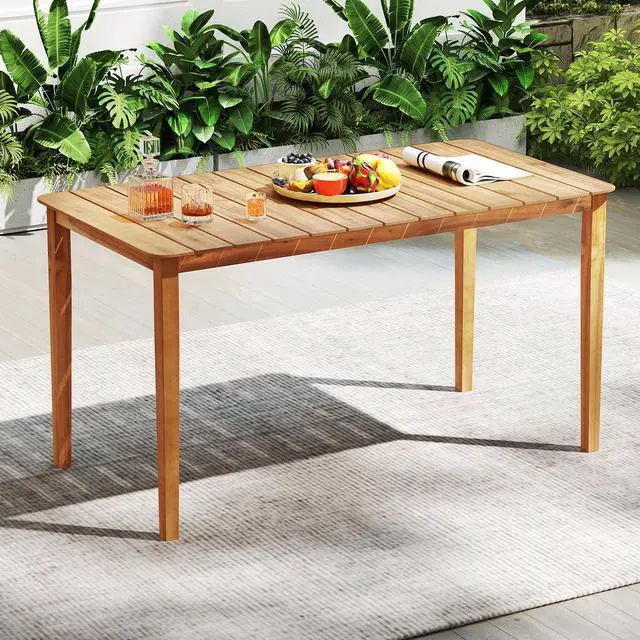 Alt view image 2 of 7 - SlickBlue Rectangular Outdoor Dining Table Acacia Wood for 4-6 People