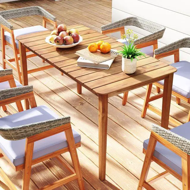 Alt view image 3 of 7 - SlickBlue Rectangular Outdoor Dining Table Acacia Wood for 4-6 People