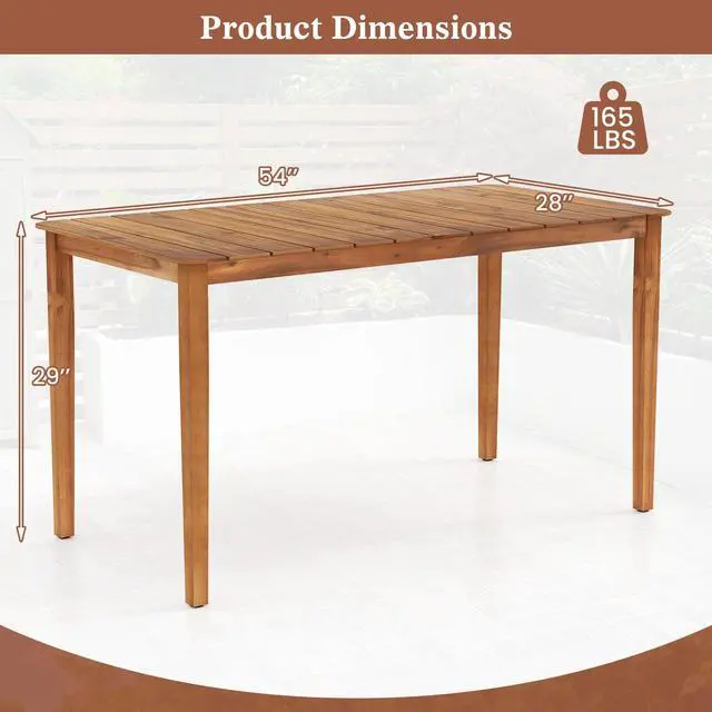Alt view image 5 of 7 - SlickBlue Rectangular Outdoor Dining Table Acacia Wood for 4-6 People