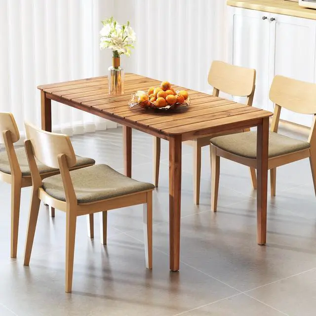 Alt view image 6 of 7 - SlickBlue Rectangular Outdoor Dining Table Acacia Wood for 4-6 People