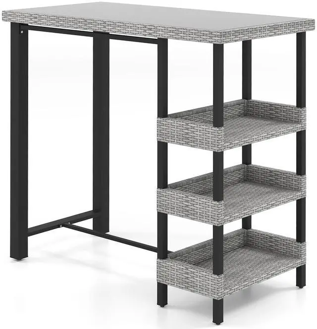 Main image of SlickBlue Outdoor Bar Table with Tempered Glass Top for Patio, Deck, or Poolside Use