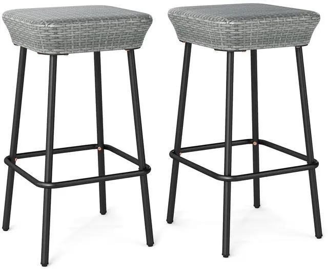 Main image of SlickBlue Patio Bar Stools Set of 2 with Rattan Seat and Footrest