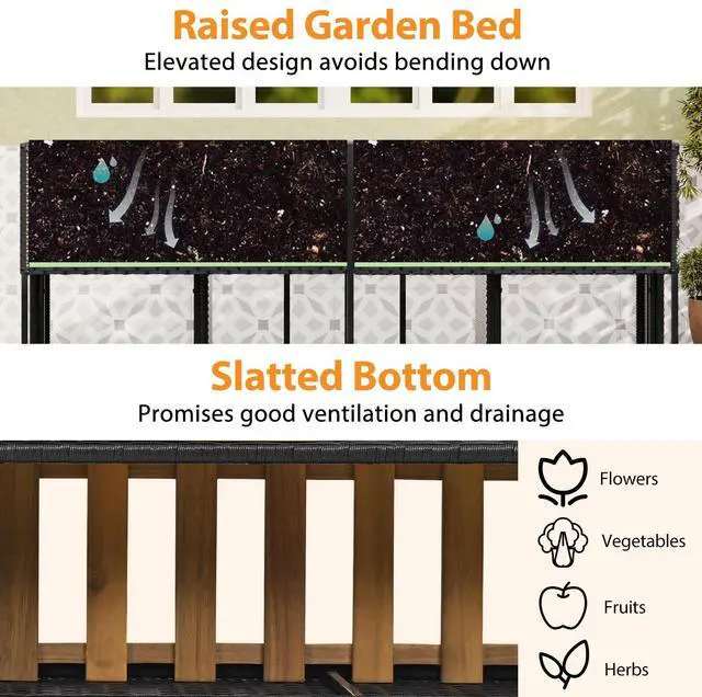 Alt view image 7 of 7 - SlickBlue Patio Furniture Set with Raised Garden Bed for Porch and Yard