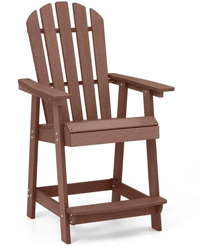 Alt view image 3 of 7 - SlickBlue HDPE Patio Chair with Armrest and Footrest for Indoor Outdoor-Coffee