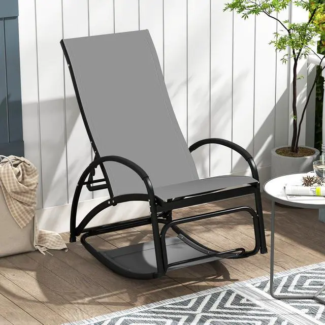 Main image of SlickBlue 2-in-1 Outdoor Rocking Chair with 4-Position Adjustable Backrest for Patio Porch Poolside-Grey
