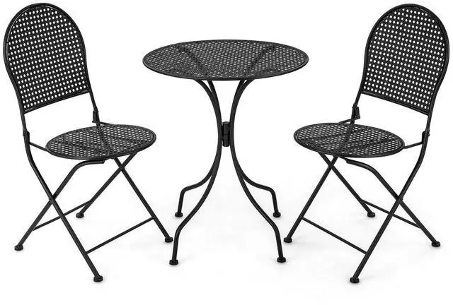 Alt view image 3 of 7 - SlickBlue 3 Pieces Patio Bistro Set Outdoor Conversation Furniture Table and Folding Chair