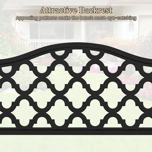 Alt view image 7 of 7 - SlickBlue 50.5 Inch Patio Bench with Curved Armrests for 2-3 People-Black