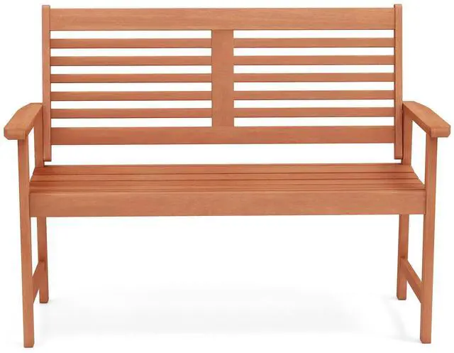 Alt view image 4 of 7 - SlickBlue Patio Solid Wood Loveseat Outdoor 2-Seat Bench with Inclined Backrest and Slatted Seat