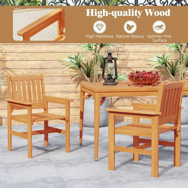 Alt view image 5 of 7 - SlickBlue Wooden Patio Chairs Set of 2 with Inclined Backrests