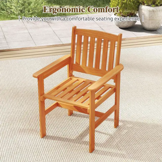 Alt view image 6 of 7 - SlickBlue Wooden Patio Chairs Set of 2 with Inclined Backrests