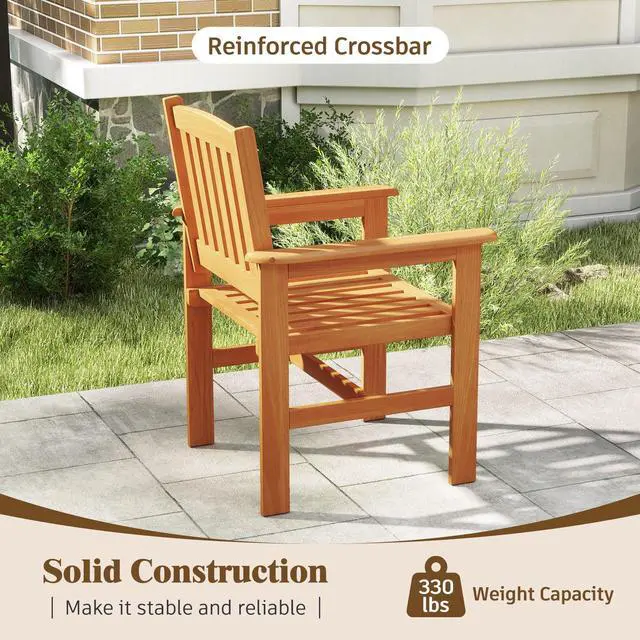 Alt view image 7 of 7 - SlickBlue Wooden Patio Chairs Set of 2 with Inclined Backrests