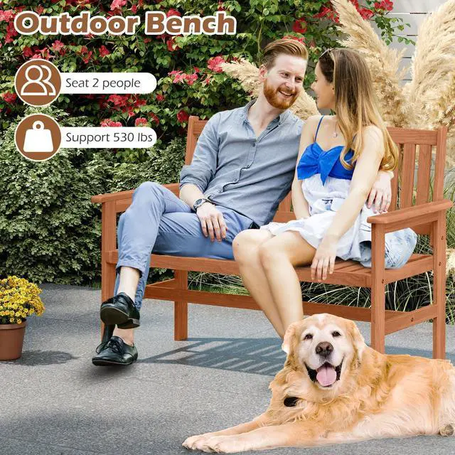 Alt view image 7 of 7 - SlickBlue 2-Person Patio Loveseat with Slatted Backrest and Comfortable Armrests