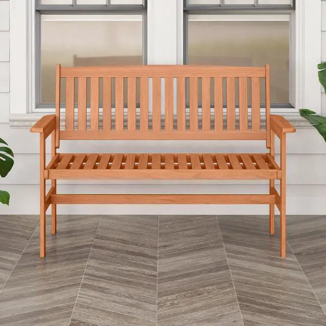 Alt view image 6 of 7 - SlickBlue 2-Person Patio Loveseat with Slatted Backrest and Comfortable Armrests