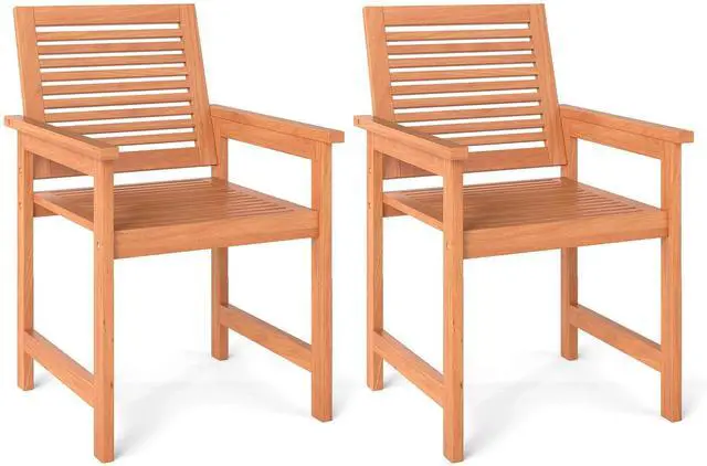 Alt view image 2 of 7 - SlickBlue Patio Chairs Set of 2 with Inclined Backrests and Slatted Seats