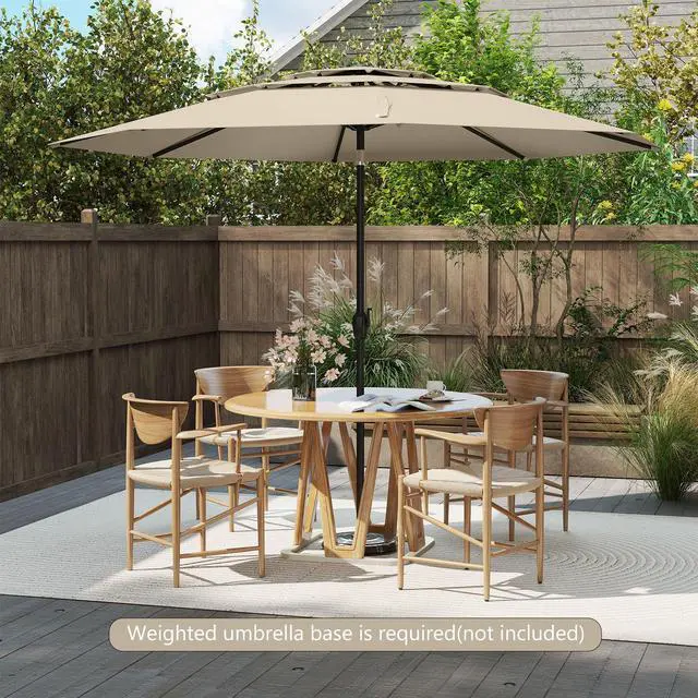 Alt view image 2 of 7 - SlickBlue 10 ft 3-tier Vented Patio Umbrella with Push Button Tilt-Beige