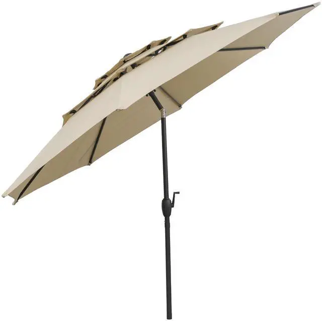Alt view image 4 of 7 - SlickBlue 10 ft 3-tier Vented Patio Umbrella with Push Button Tilt-Beige
